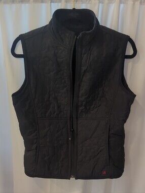 Woolrich Black Quilted Floral-Pattern Vest Flleced Lined